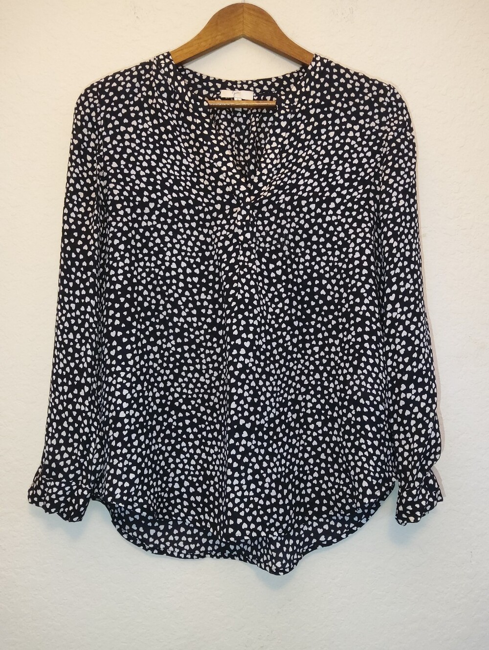 Joie‎ Silk Purine Heart Blouse Womens Small Black White Old Money Quiet Luxury
